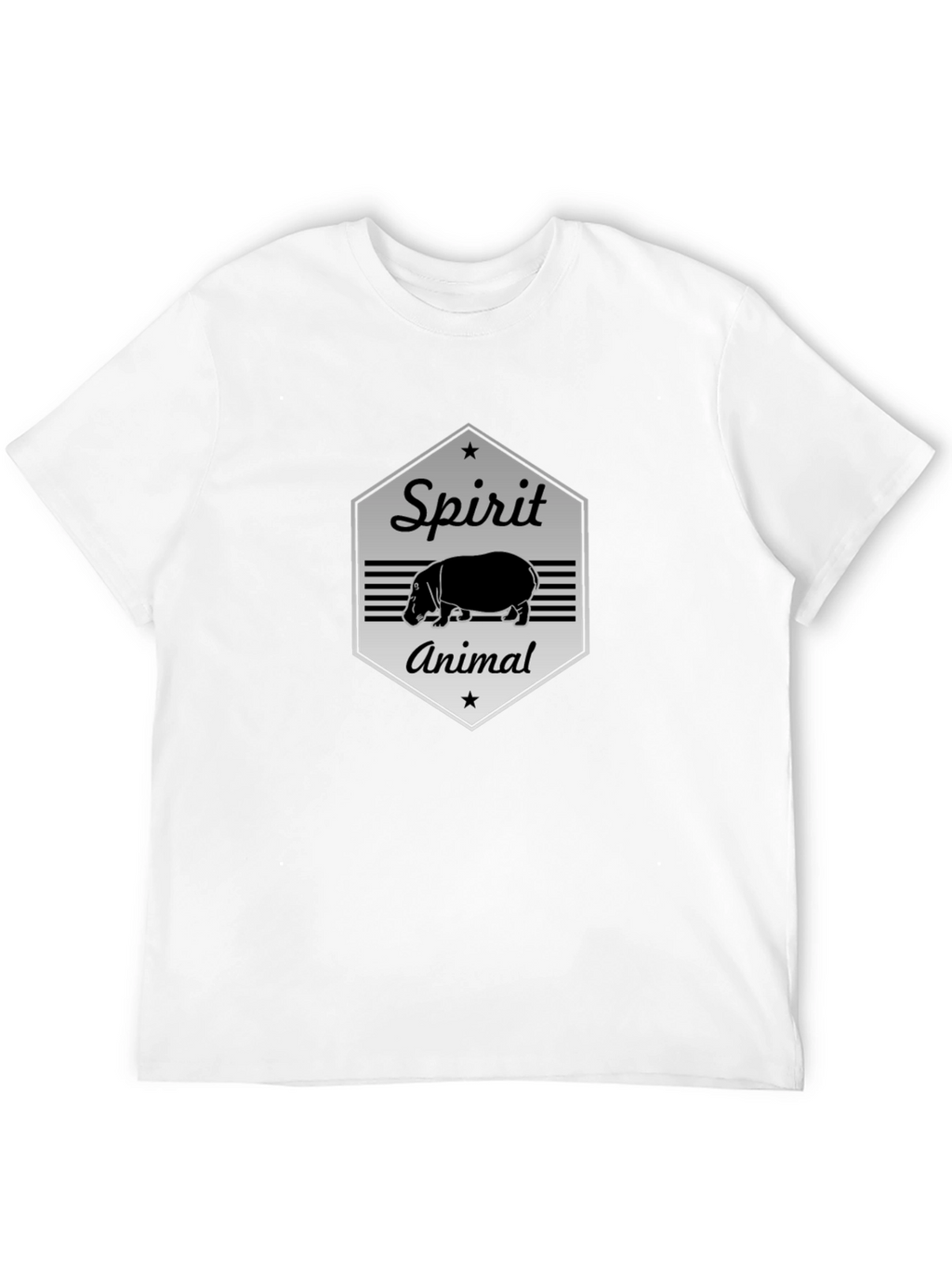 Hippo Spirit Animal Graphic Tee - Black Cotton T-Shirt