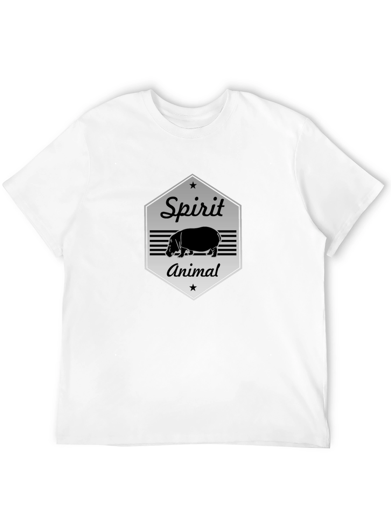 Hippo Spirit Animal Graphic Tee - Black Cotton T-Shirt