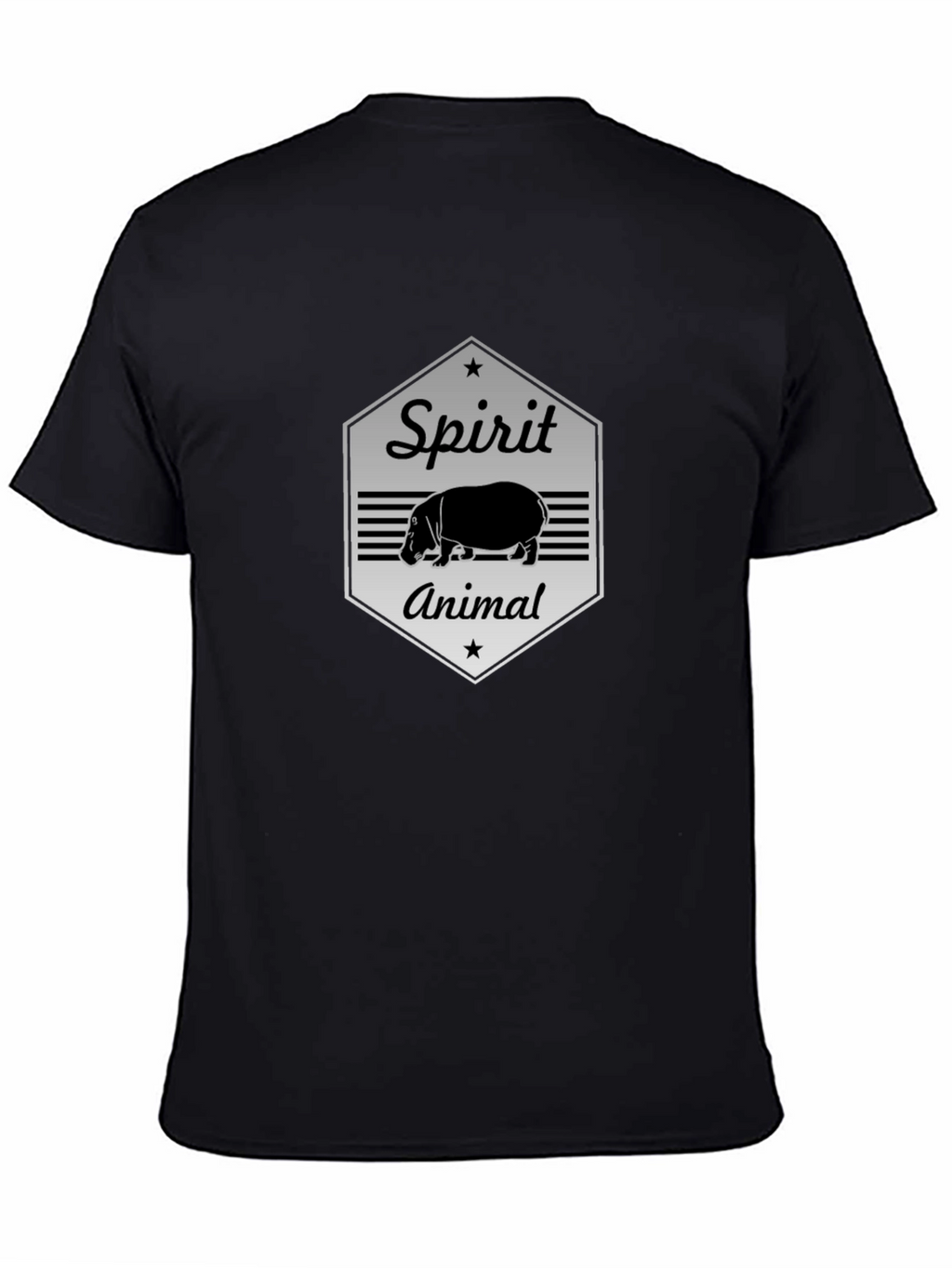 Hippo Spirit Animal Graphic Tee - Black Cotton T-Shirt