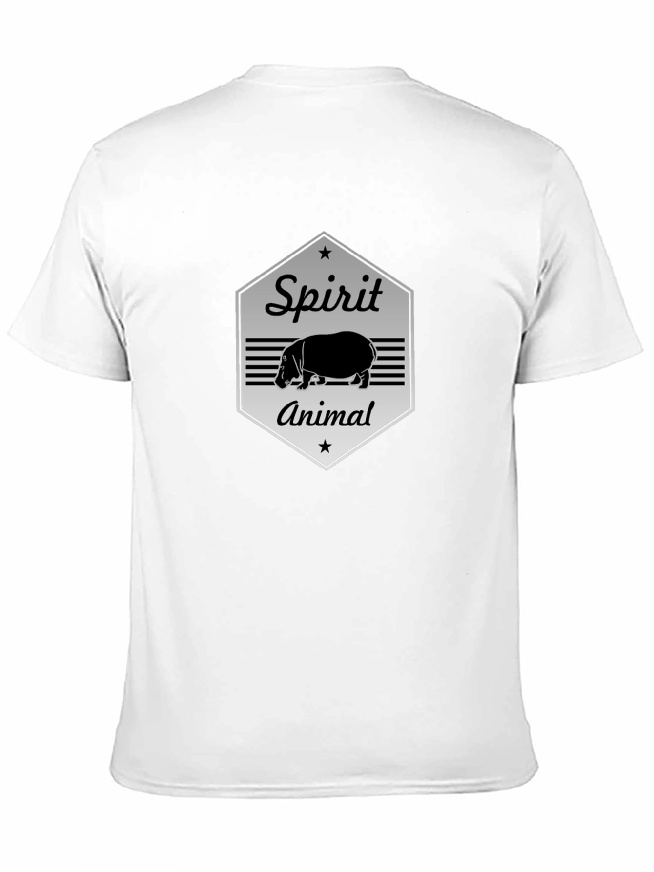 Hippo Spirit Animal Graphic Tee - Black Cotton T-Shirt