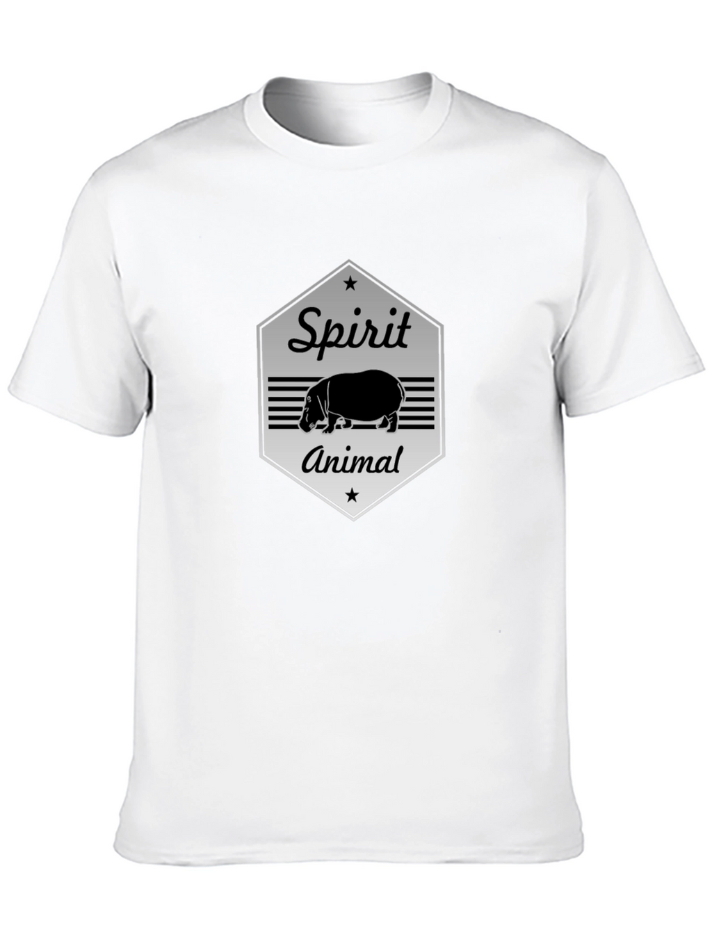 Hippo Spirit Animal Graphic Tee - Black Cotton T-Shirt