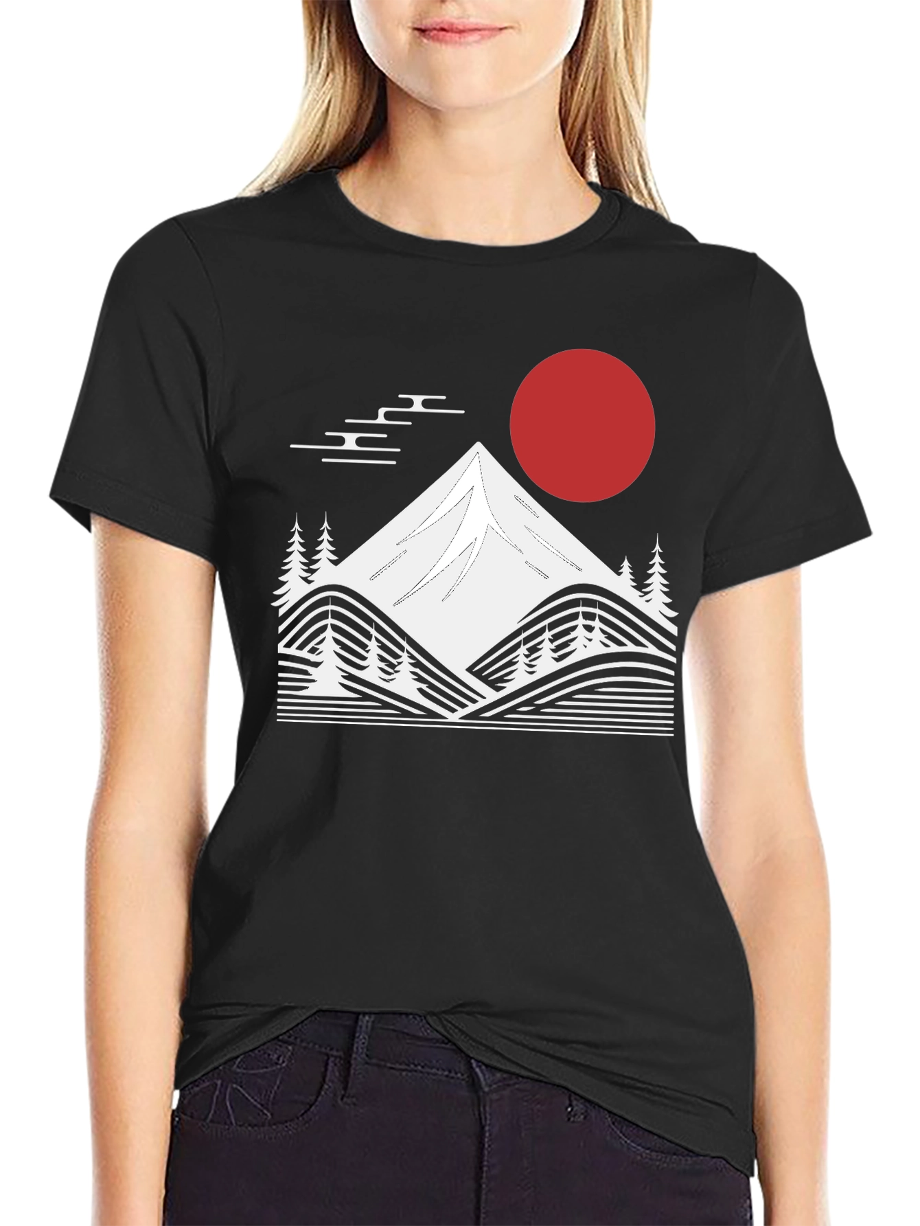 Japanese Mountain Graphic Tee - Black