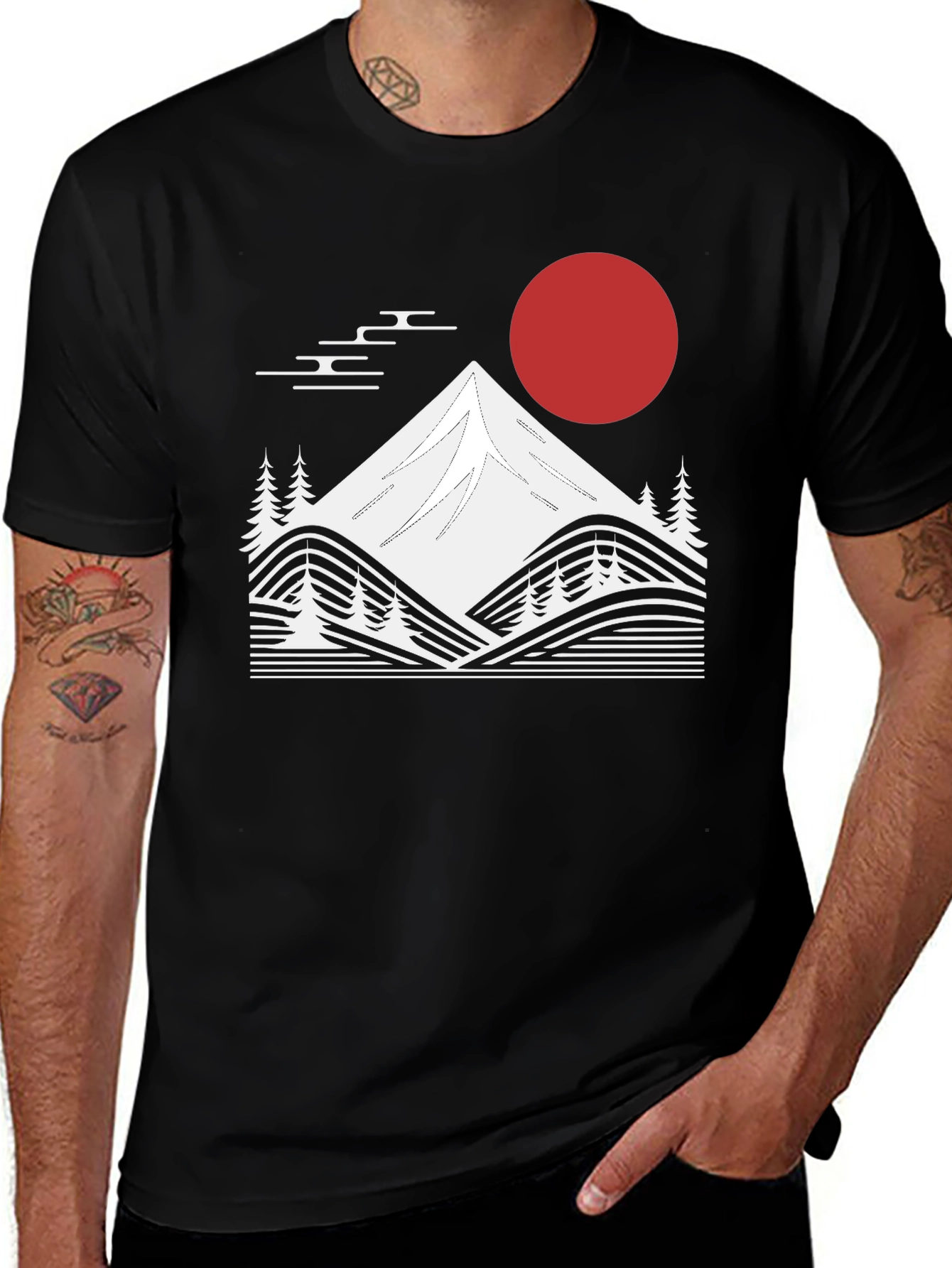 Japanese Mountain Graphic Tee - Black