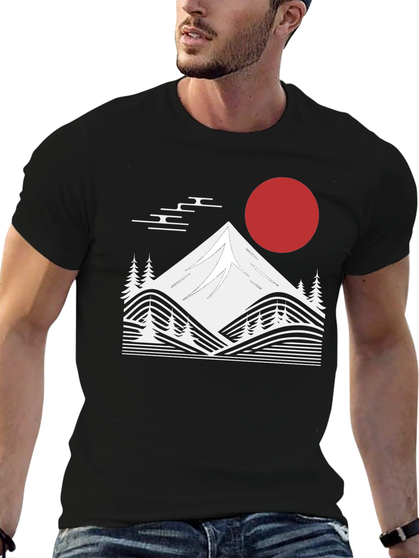 Japanese Mountain Graphic Tee - Black