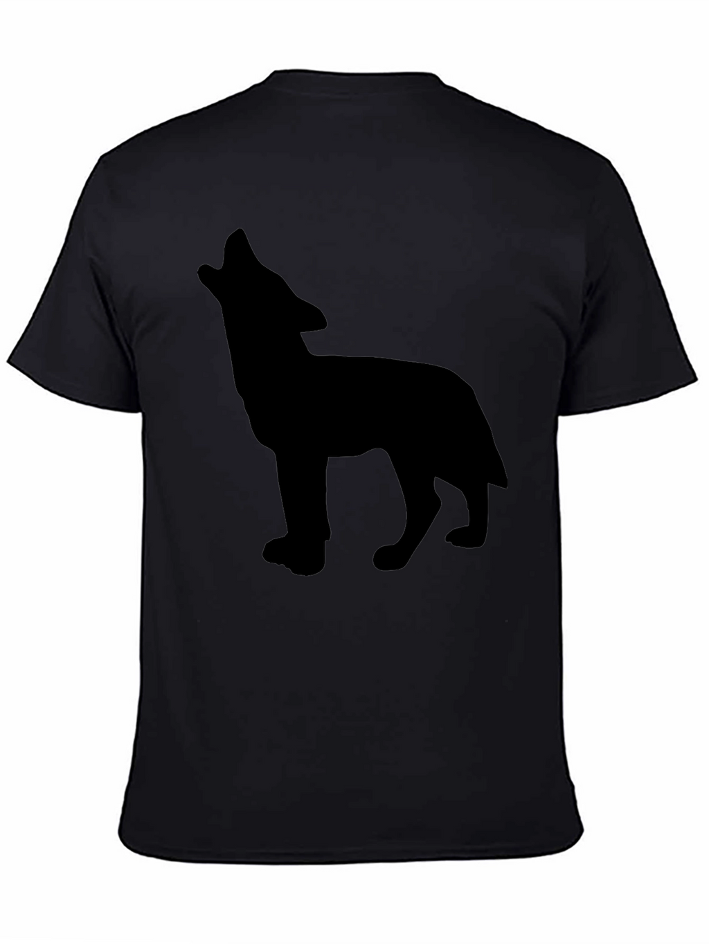Black T-Shirt with Wolf Silhouette Design