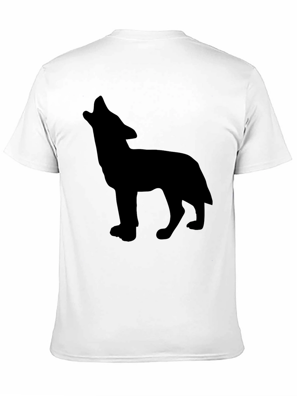 Black T-Shirt with Wolf Silhouette Design