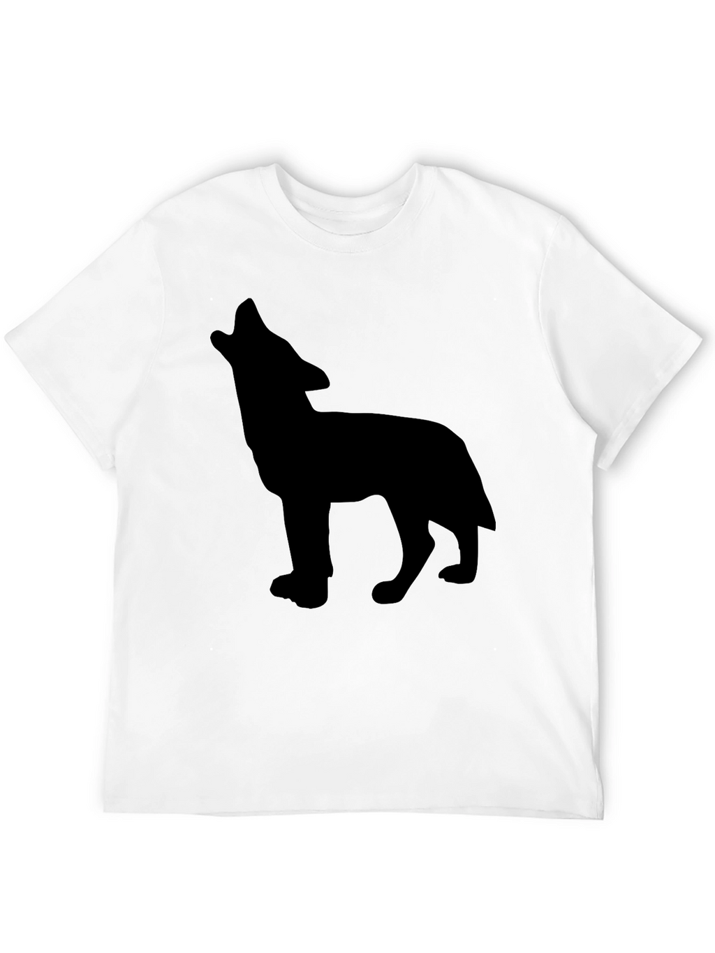Black T-Shirt with Wolf Silhouette Design