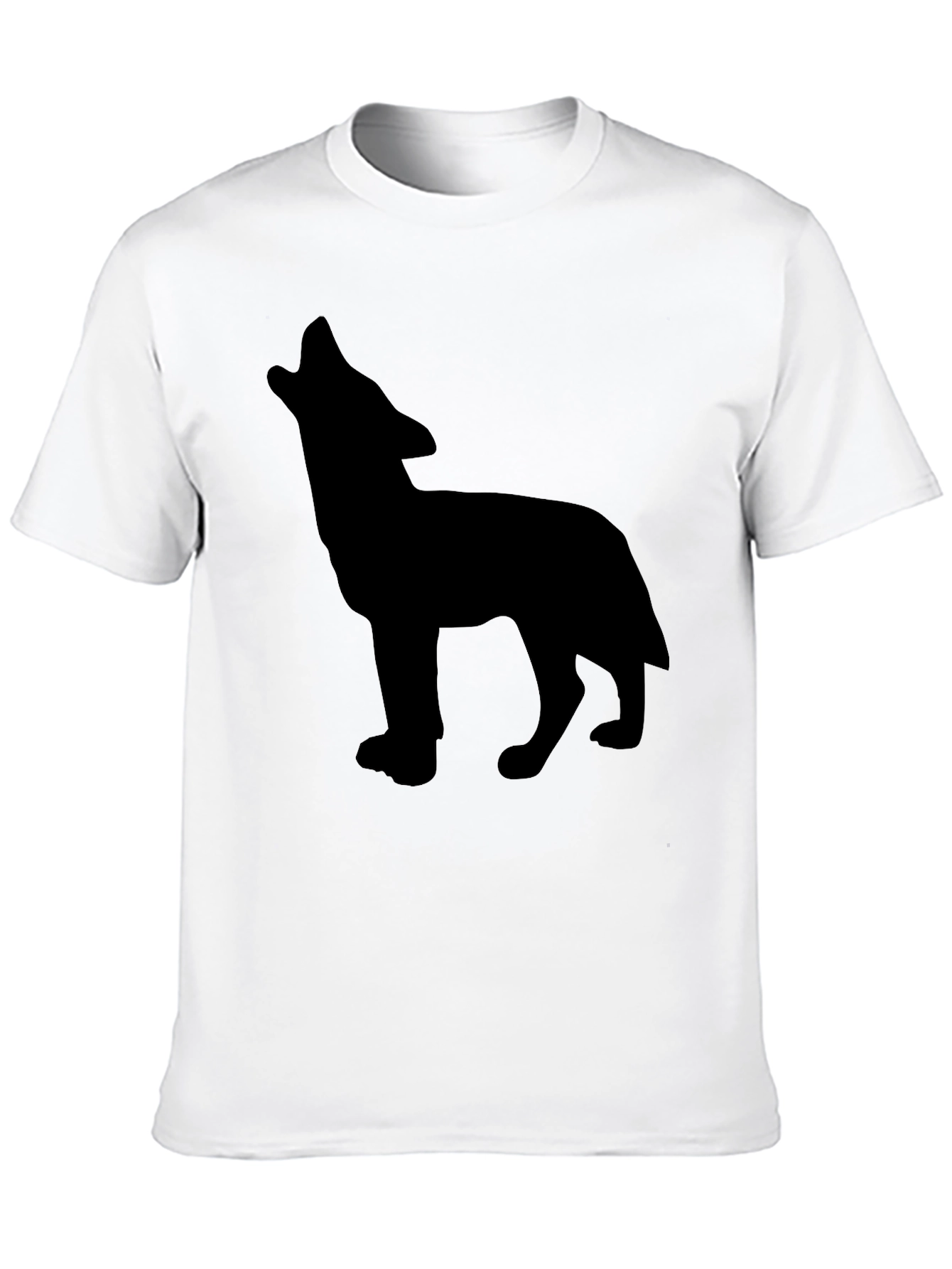 Black T-Shirt with Wolf Silhouette Design