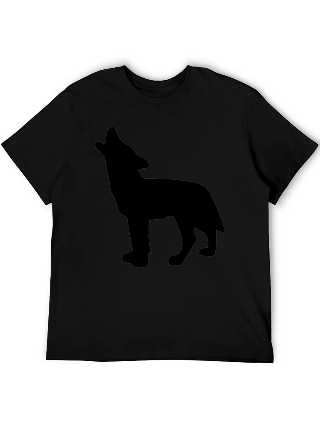 Black T-Shirt with Wolf Silhouette Design