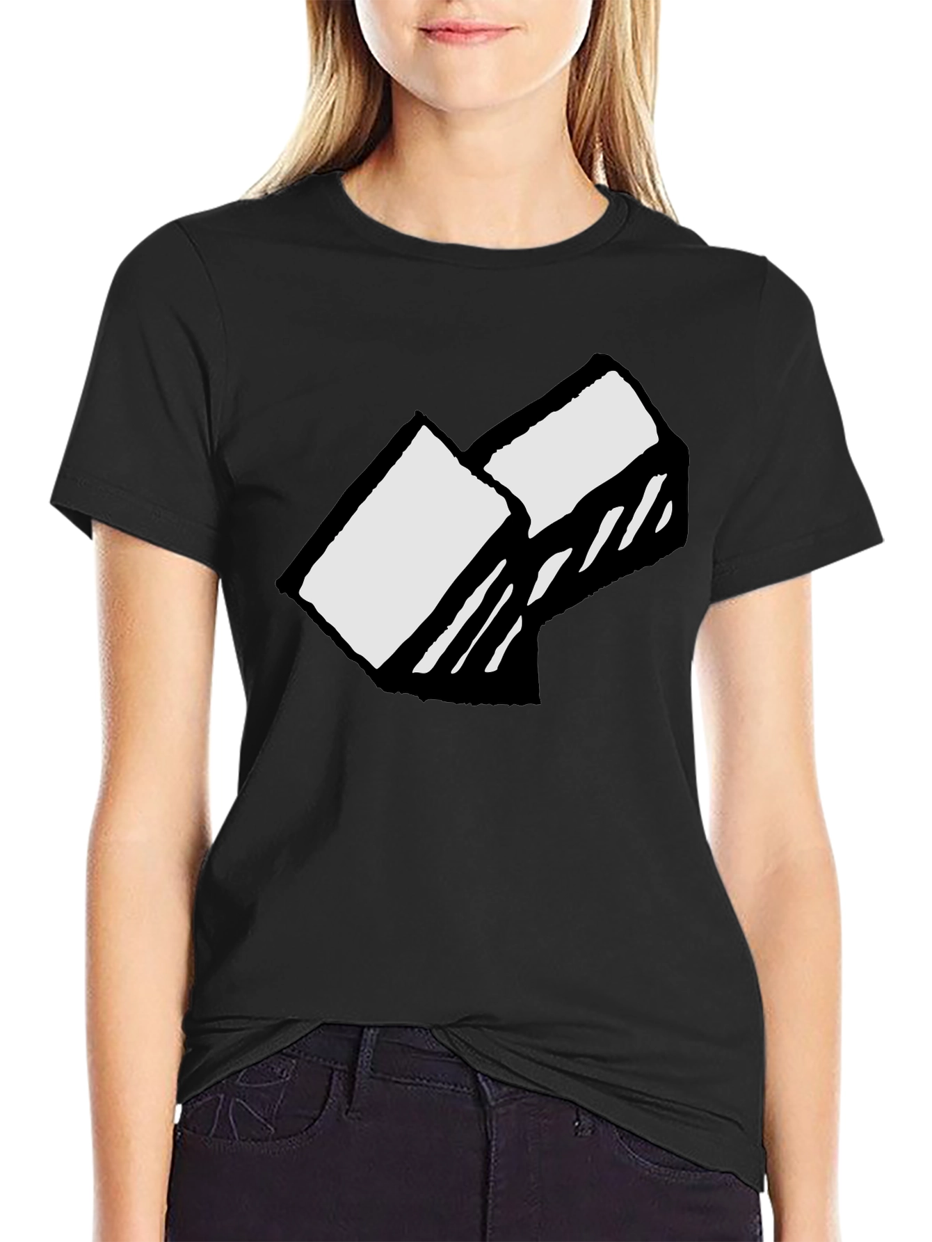 Abstract Block Graphic Tee - Soft Cotton Black T-Shirt