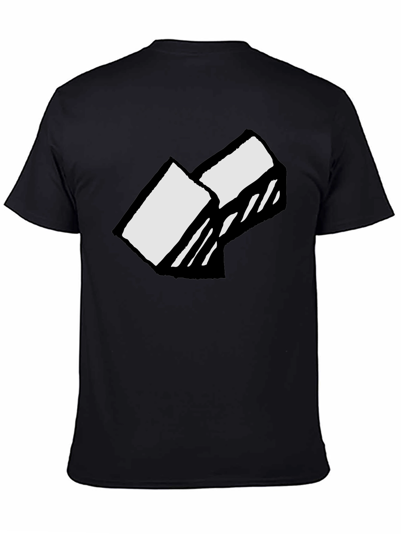 Abstract Block Graphic Tee - Soft Cotton Black T-Shirt