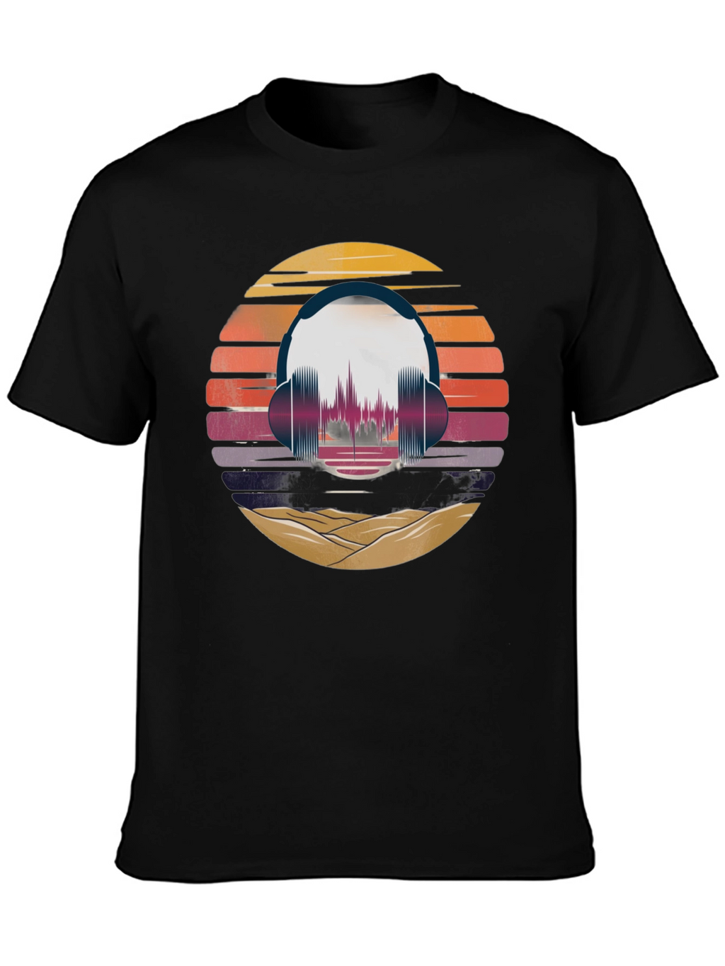Retro Sunset Headphone Graphic Tee