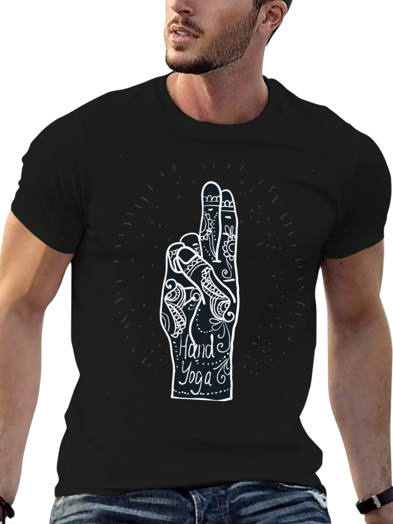 Hand Yoga Graphic Tee - Unisex Cotton Blend Shirt