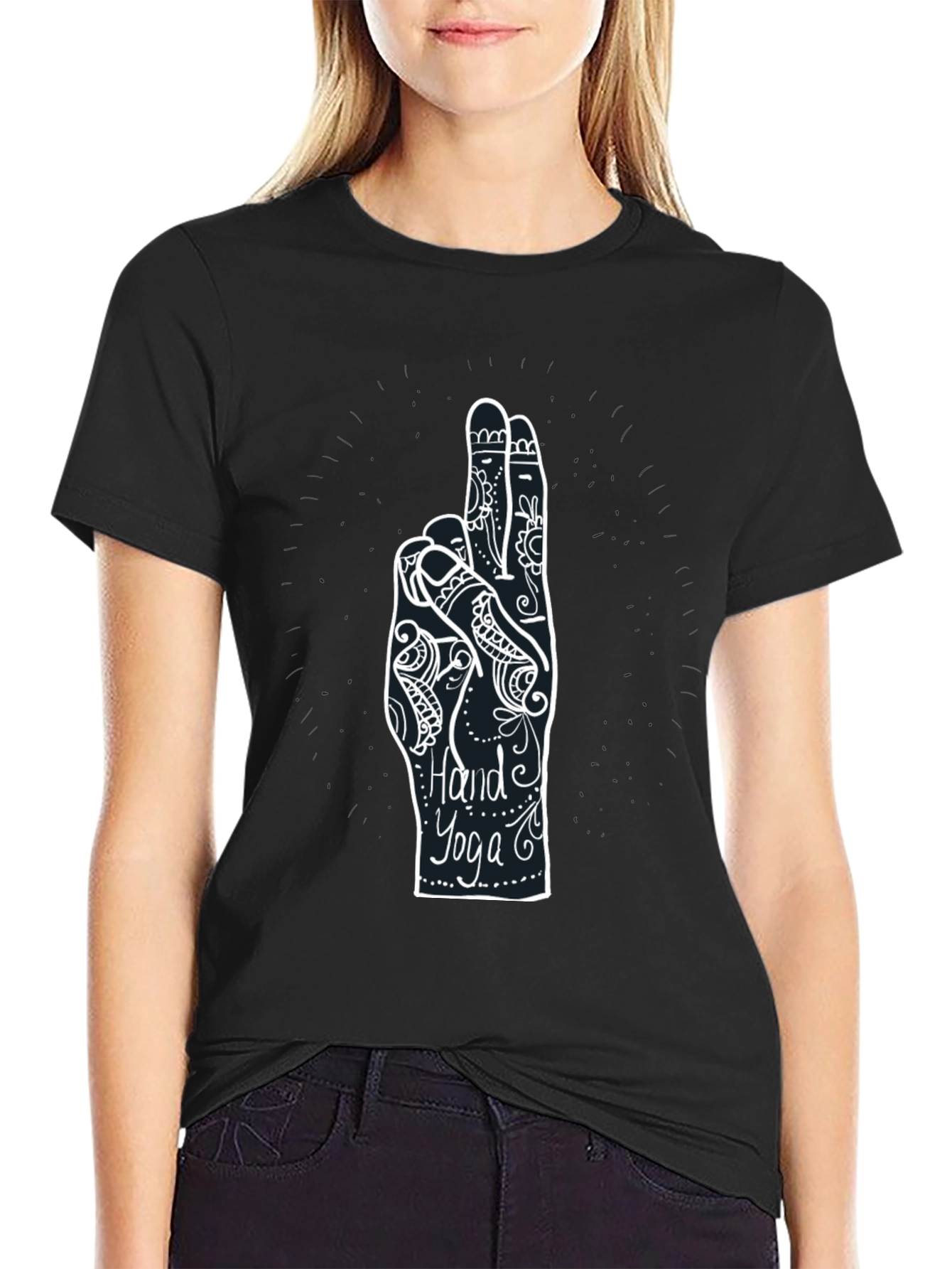 Hand Yoga Graphic Tee - Unisex Cotton Blend Shirt