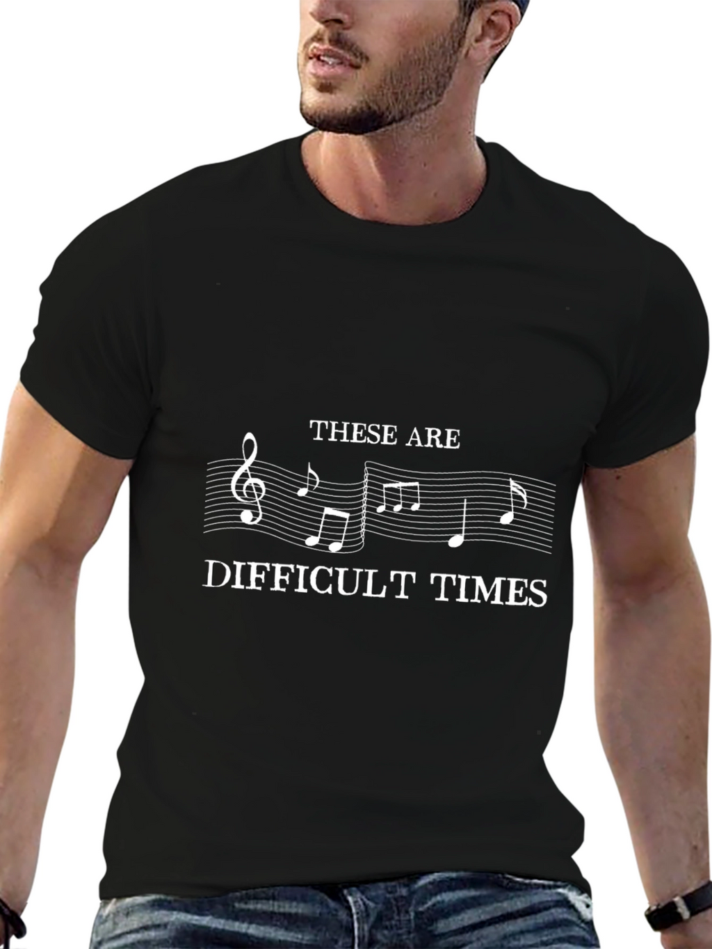 Musically Difficult Times T-Shirt - Black Cotton Tee