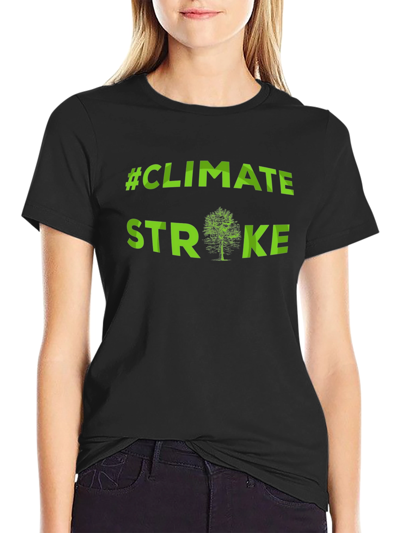 Climate Strike Tree T-Shirt - Green Print