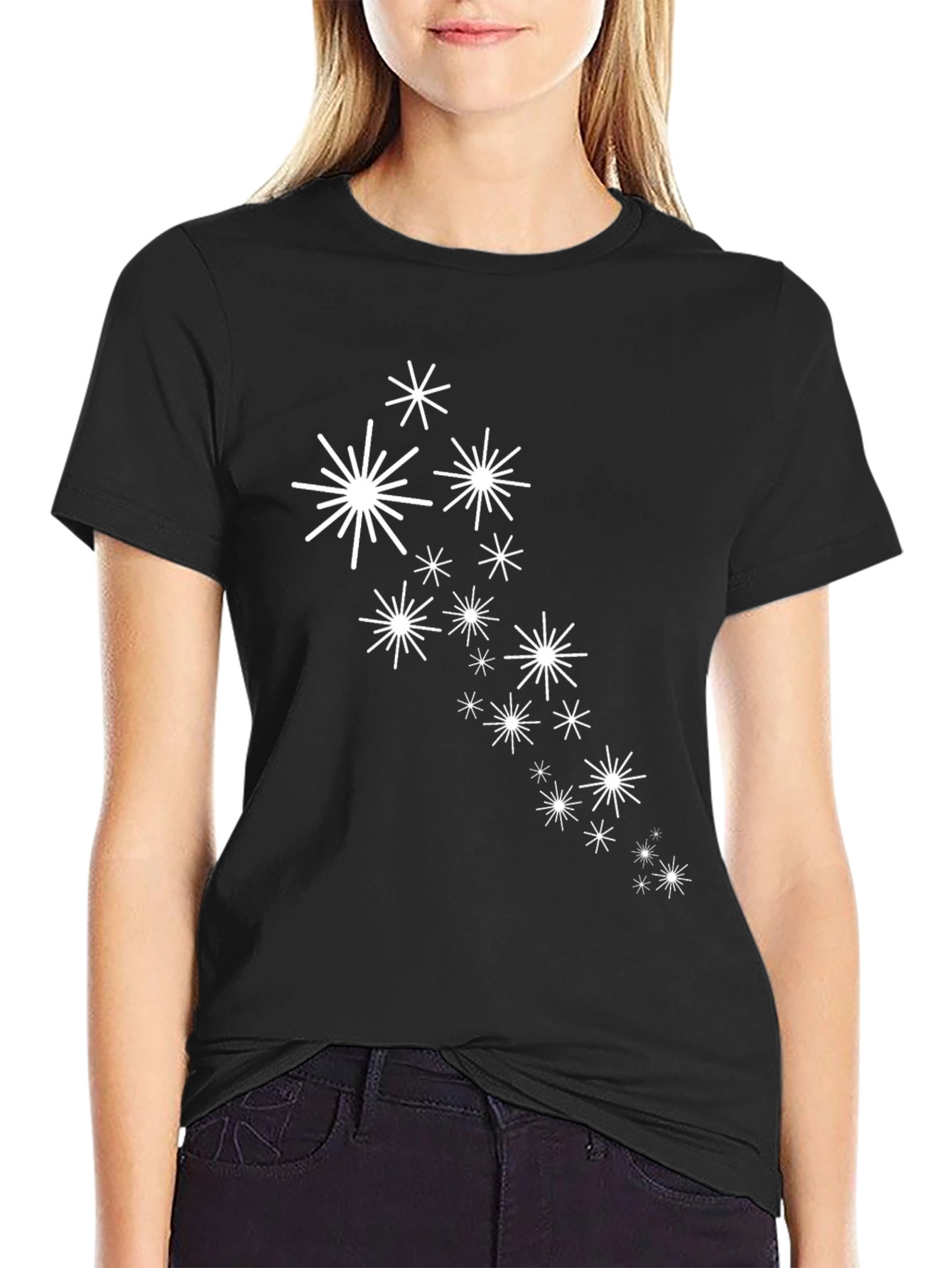 Stylish Black Tee with Starburst Graphic