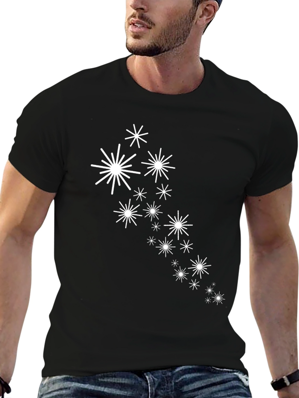 Stylish Black Tee with Starburst Graphic