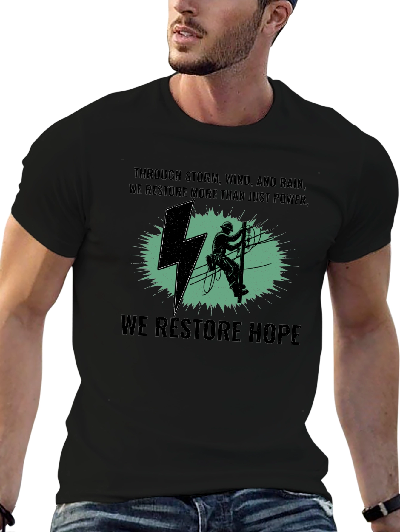 Lineman T-Shirt: Restore Power Restore Hope