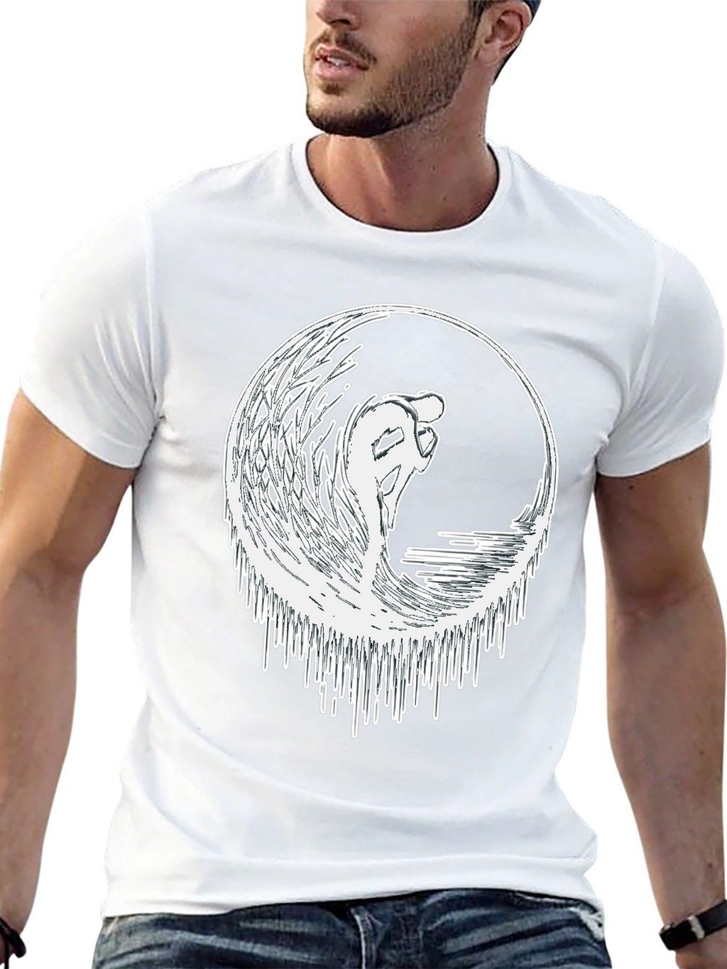 Surfing Wave Graphic Tee - Black