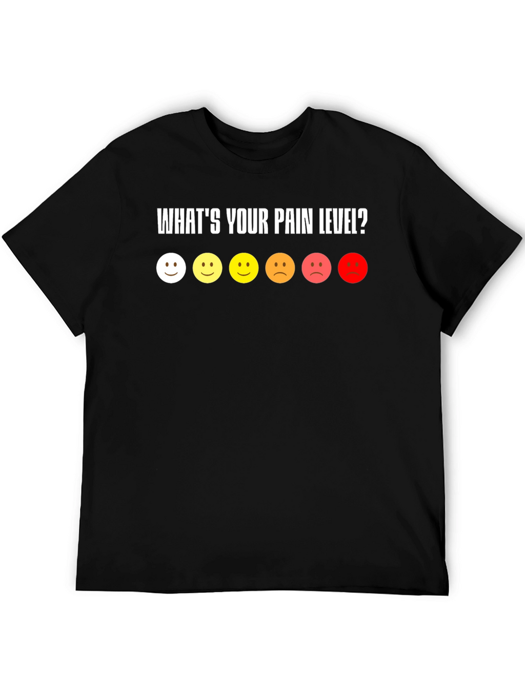 Pain Level Smiley Face Black T-Shirt