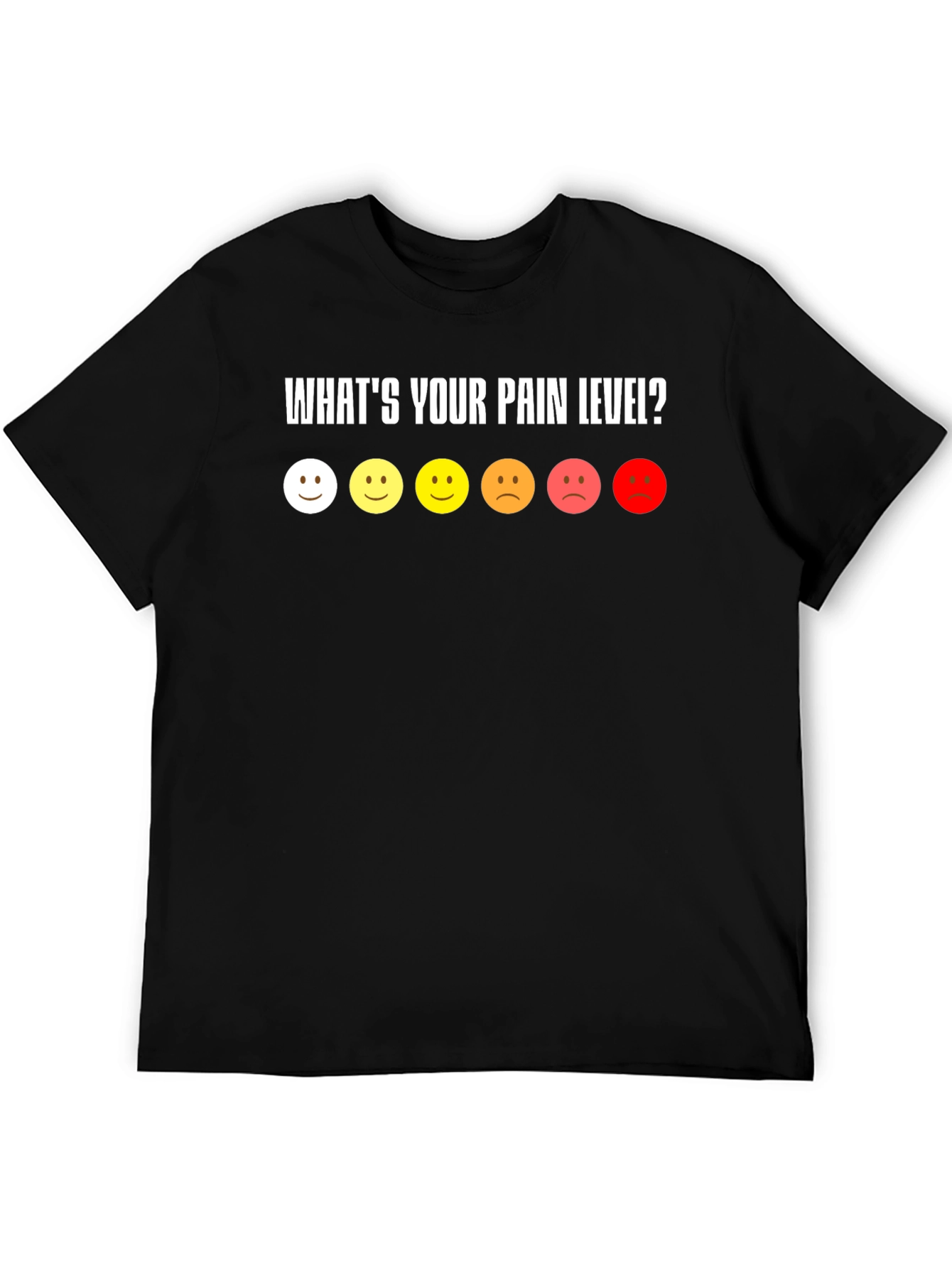 Pain Level Smiley Face Black T-Shirt