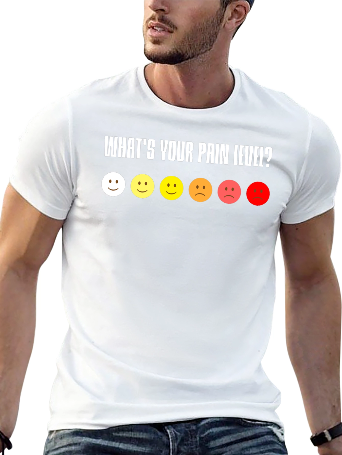Pain Level Smiley Face Black T-Shirt