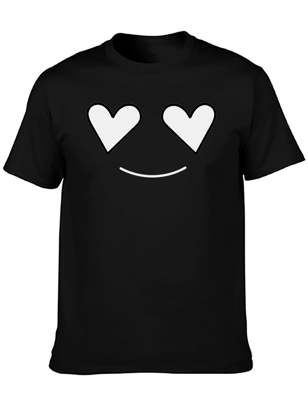Heart Eyes Smiley Black T-Shirt