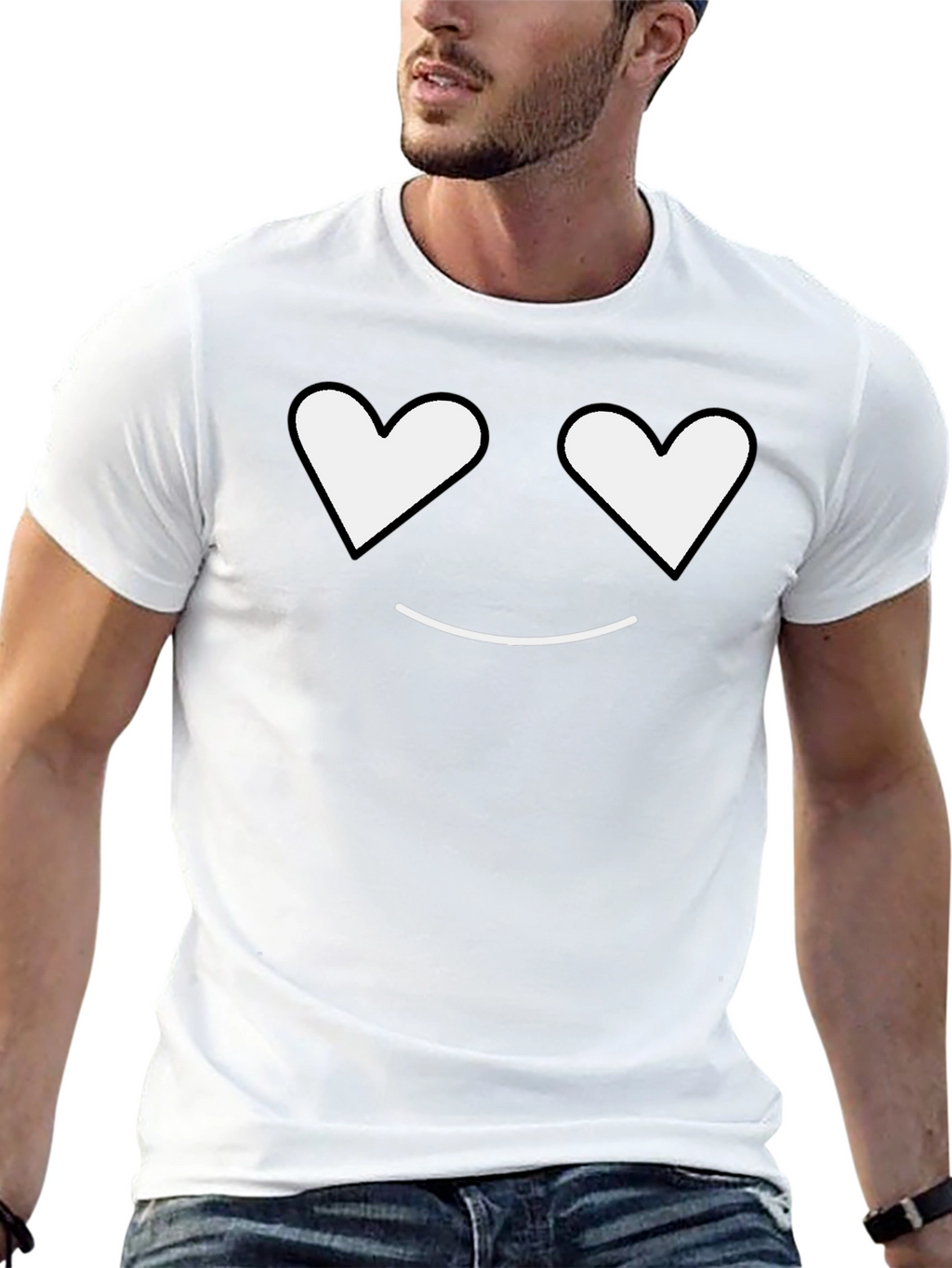 Heart Eyes Smiley Black T-Shirt