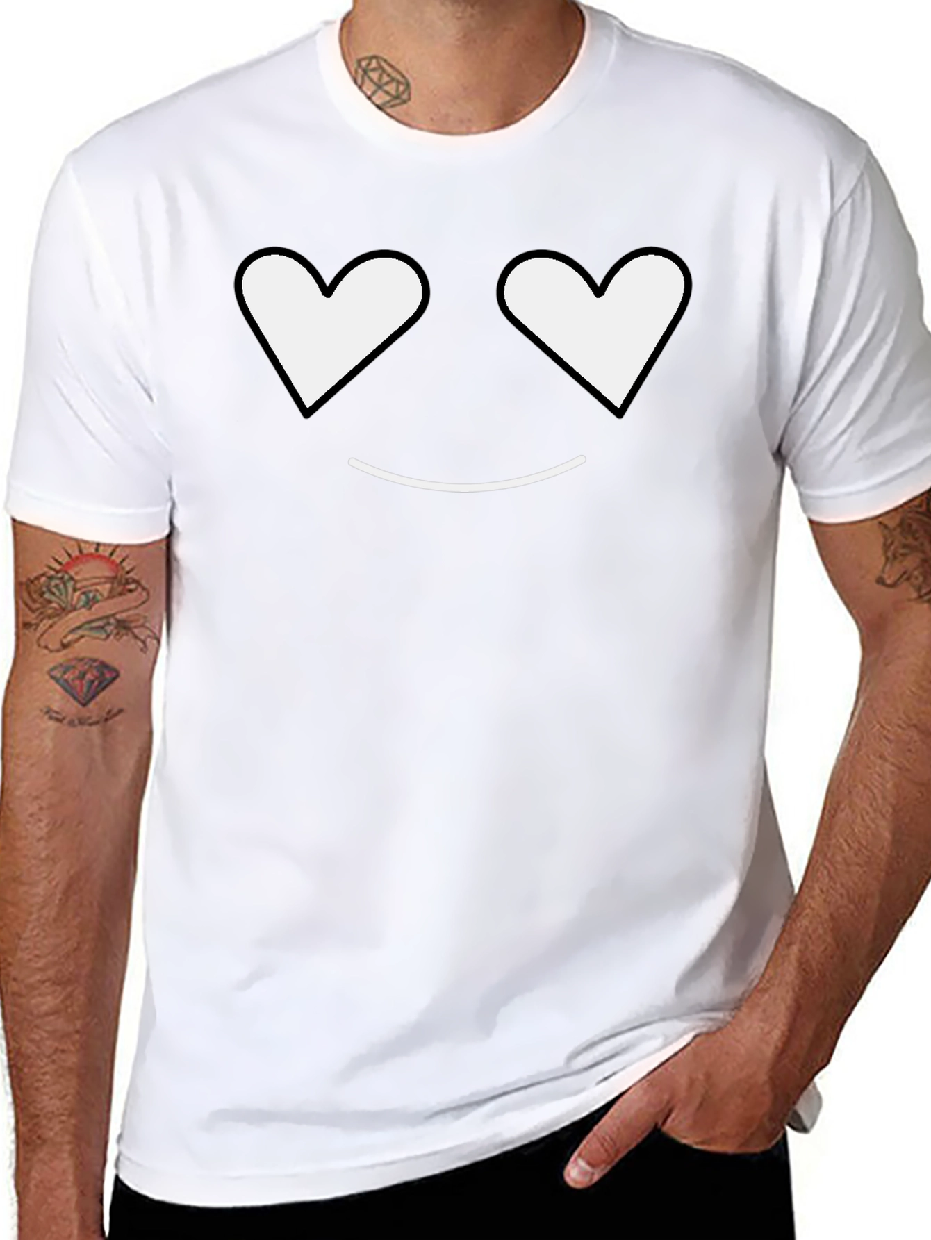 Heart Eyes Smiley Black T-Shirt