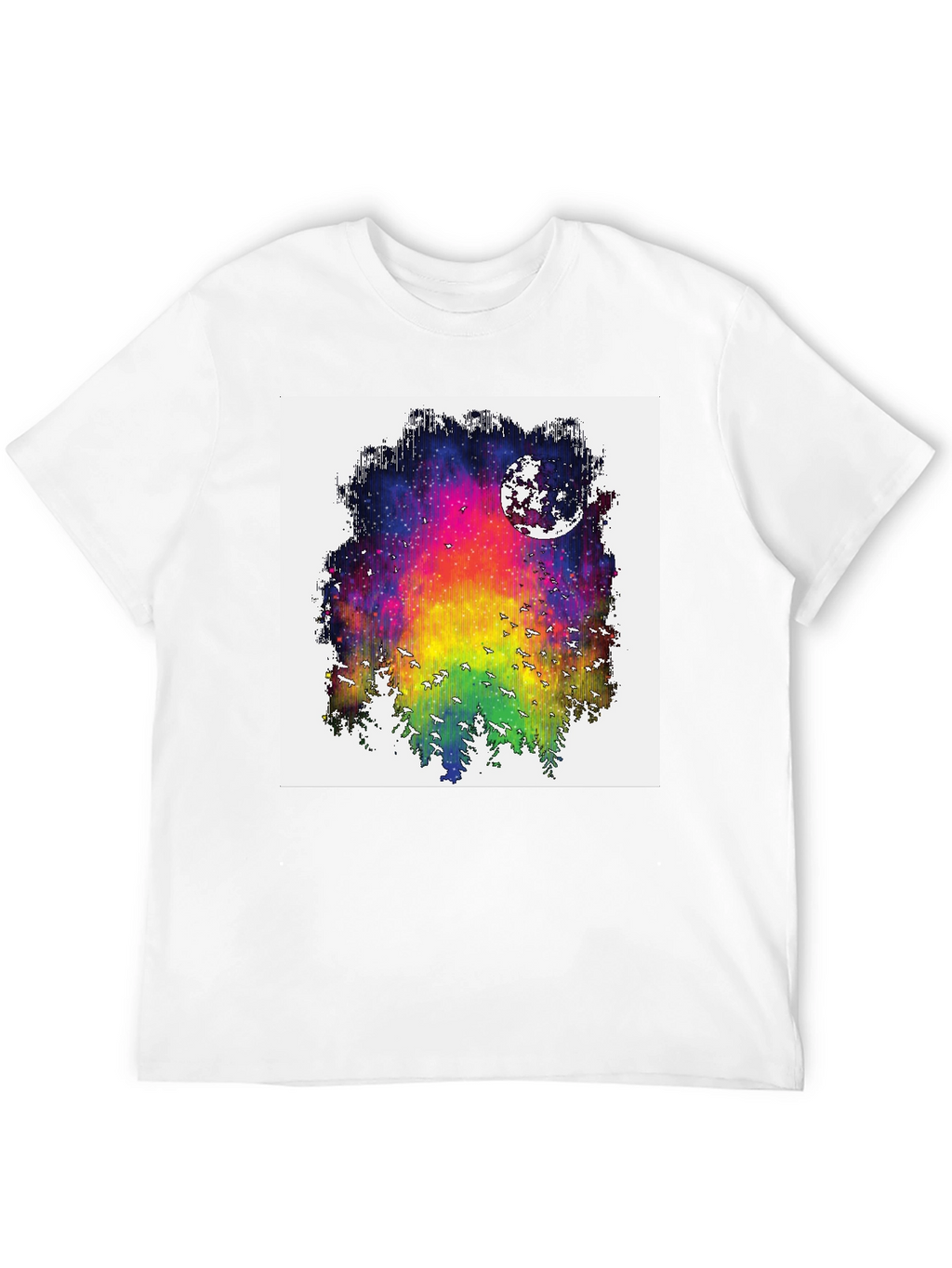Rainbow Galaxy Moon T-Shirt