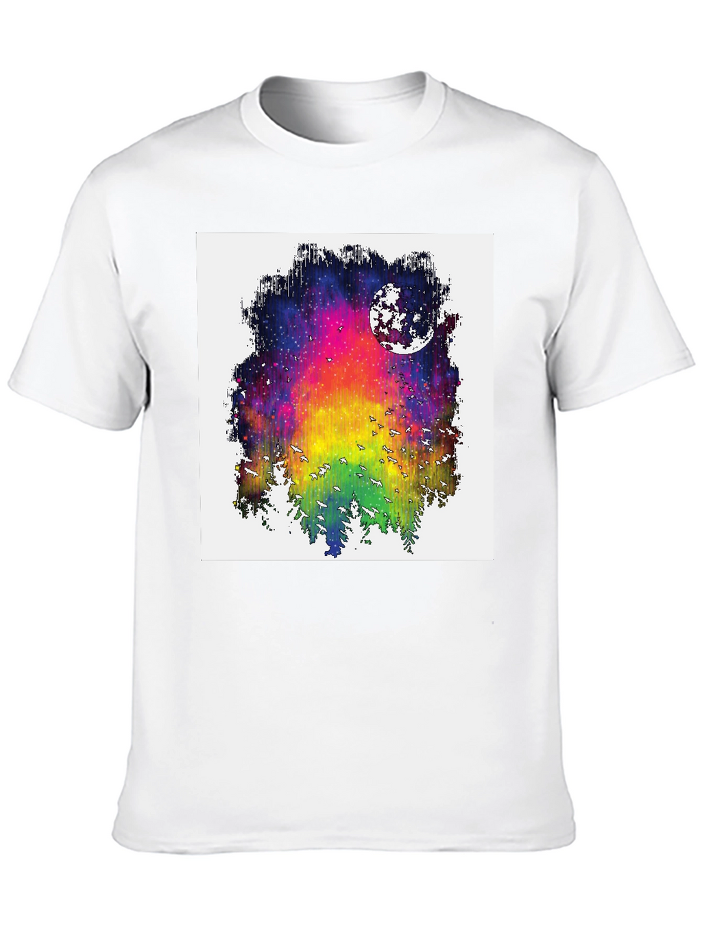 Rainbow Galaxy Moon T-Shirt