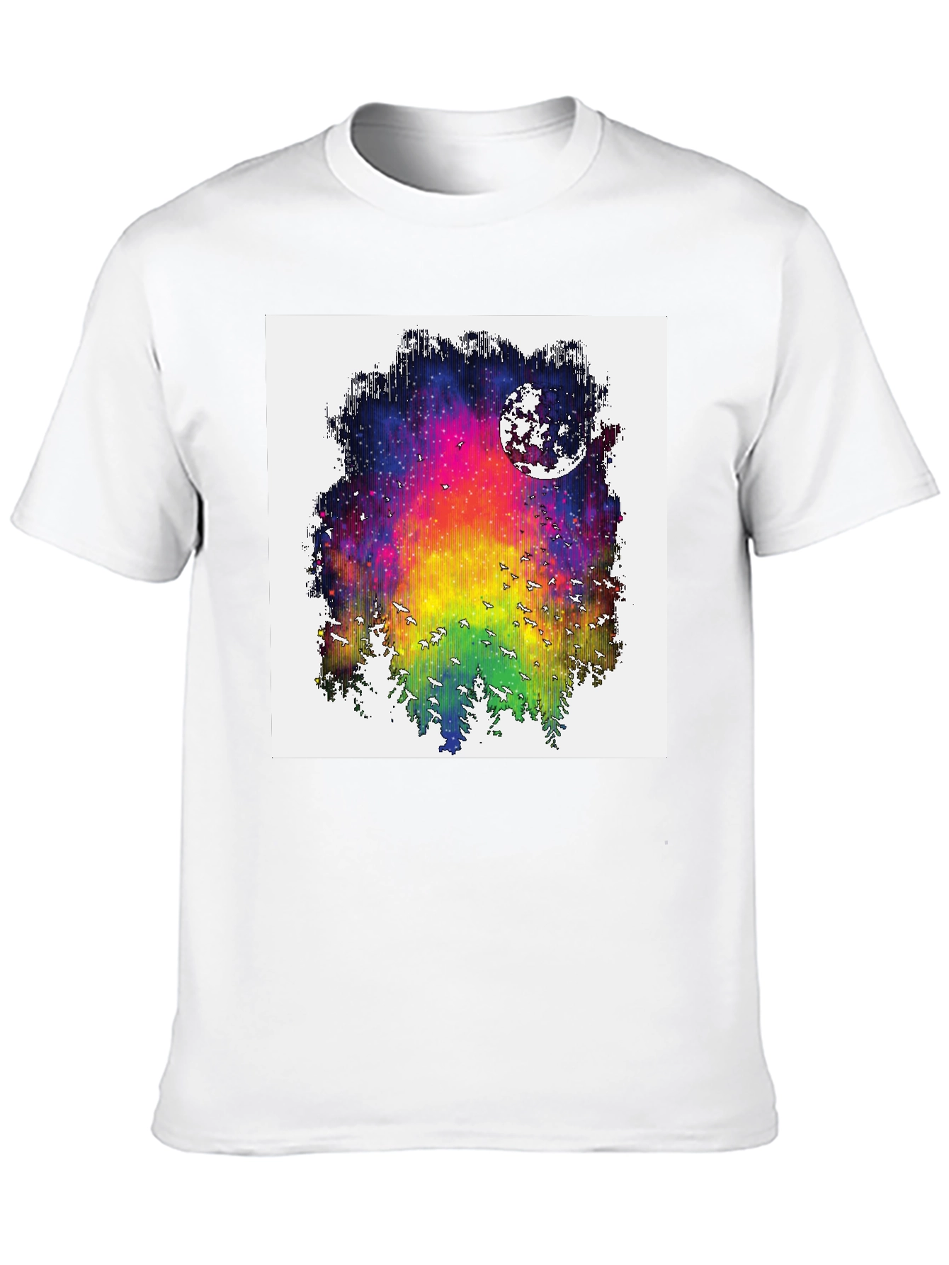 Rainbow Galaxy Moon T-Shirt