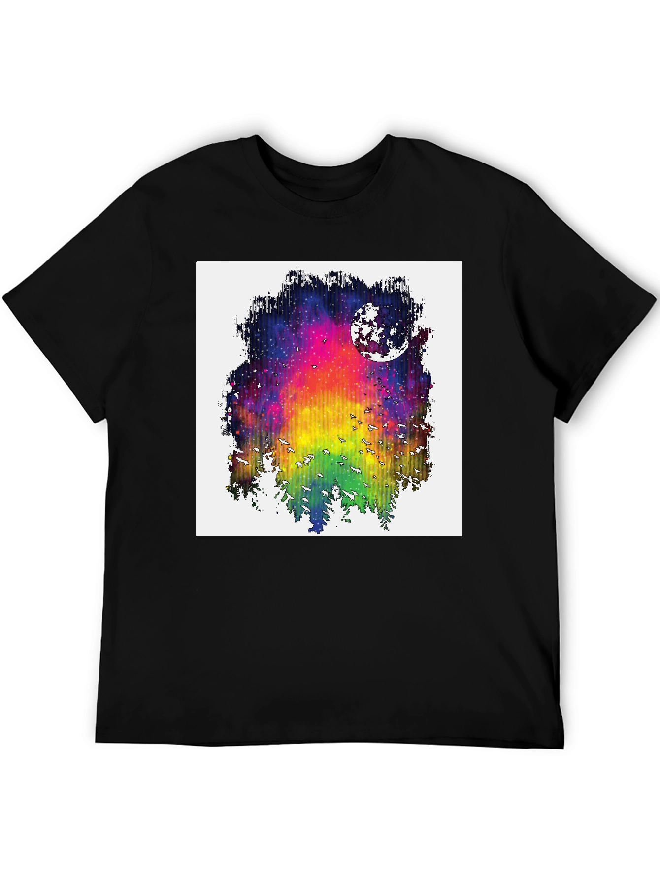 Rainbow Galaxy Moon T-Shirt