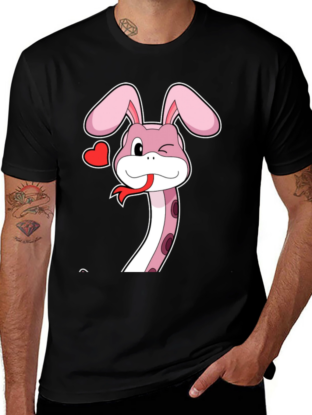 Snake Bunny Cartoon Graphic Tee