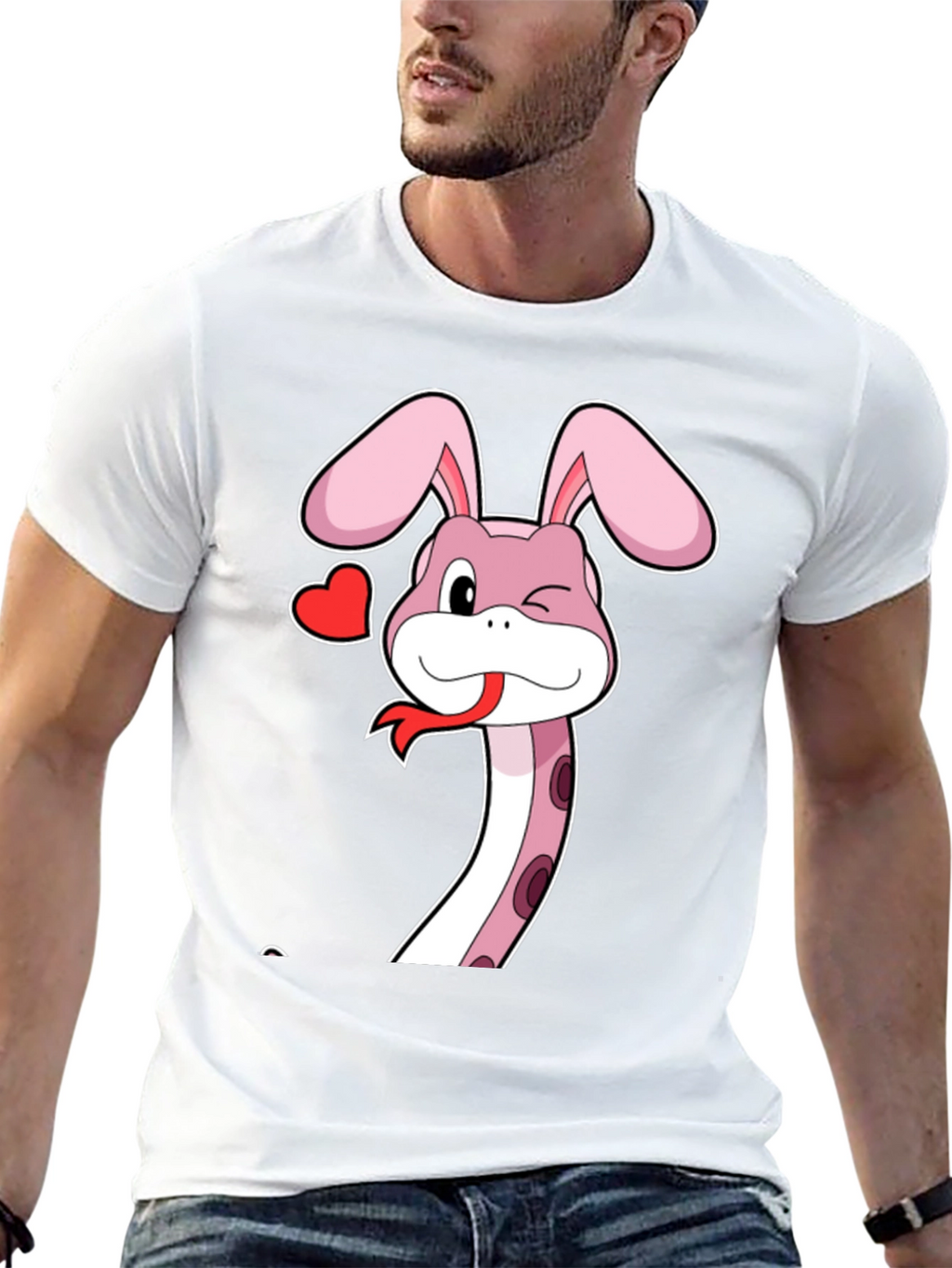 Snake Bunny Cartoon Graphic Tee