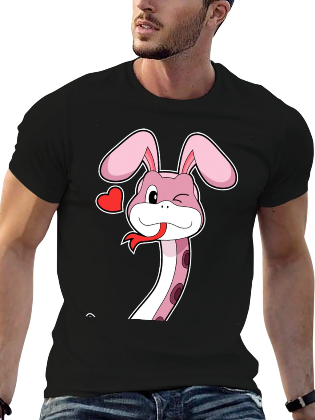Snake Bunny Cartoon Graphic Tee