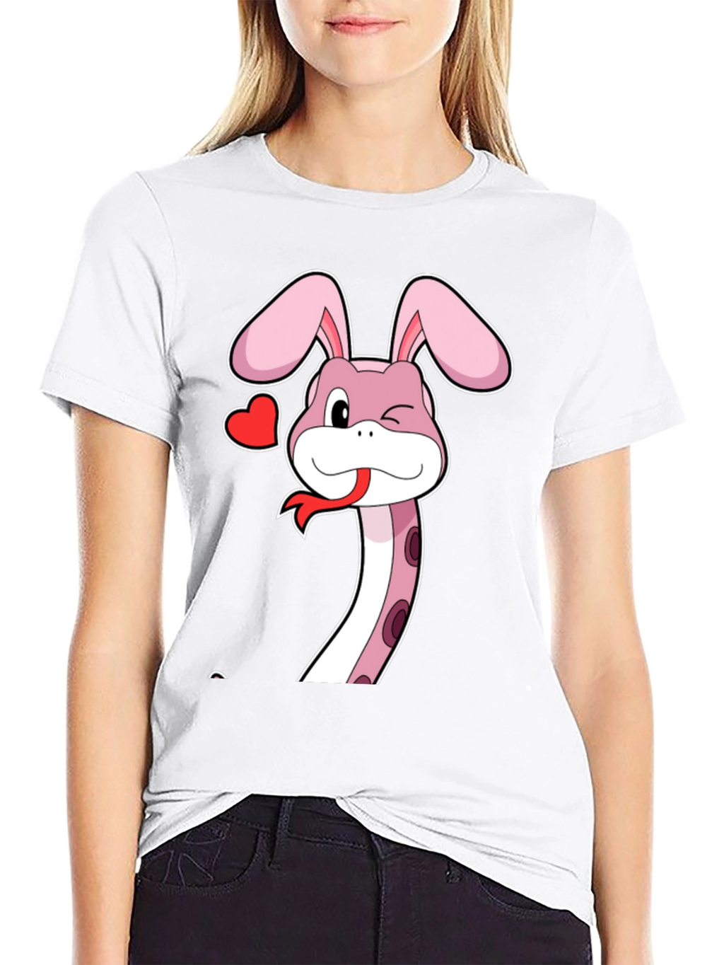 Snake Bunny Cartoon Graphic Tee
