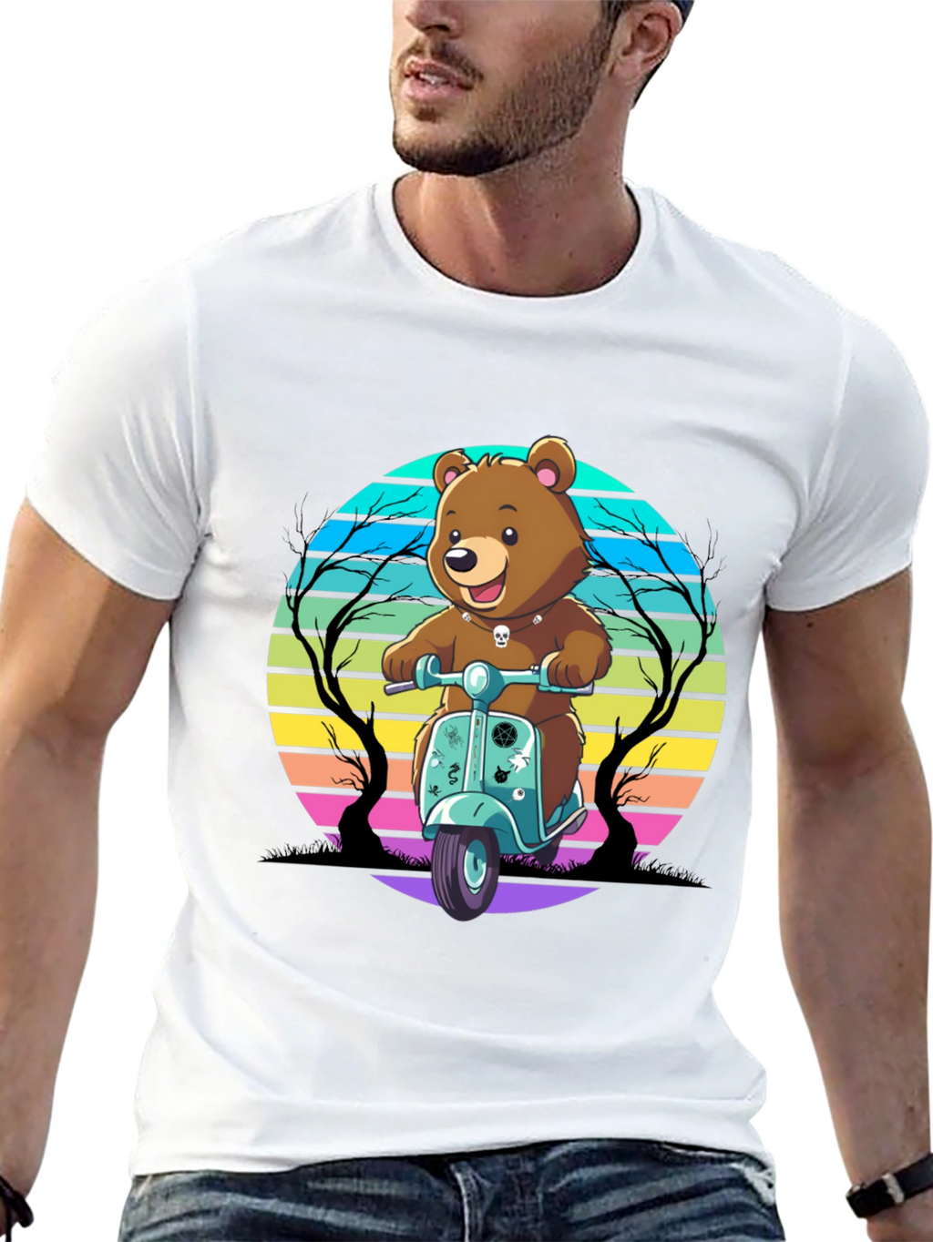 Bear on Scooter Graphic Tee