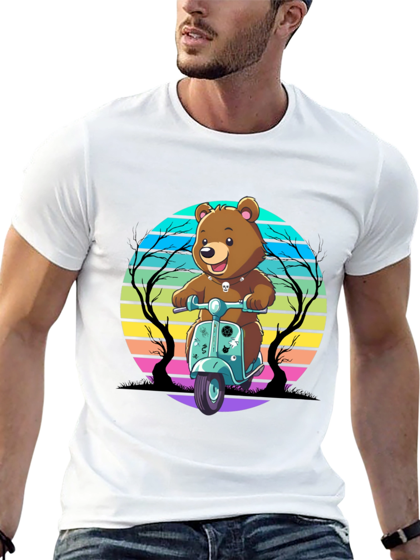 Bear on Scooter Graphic Tee