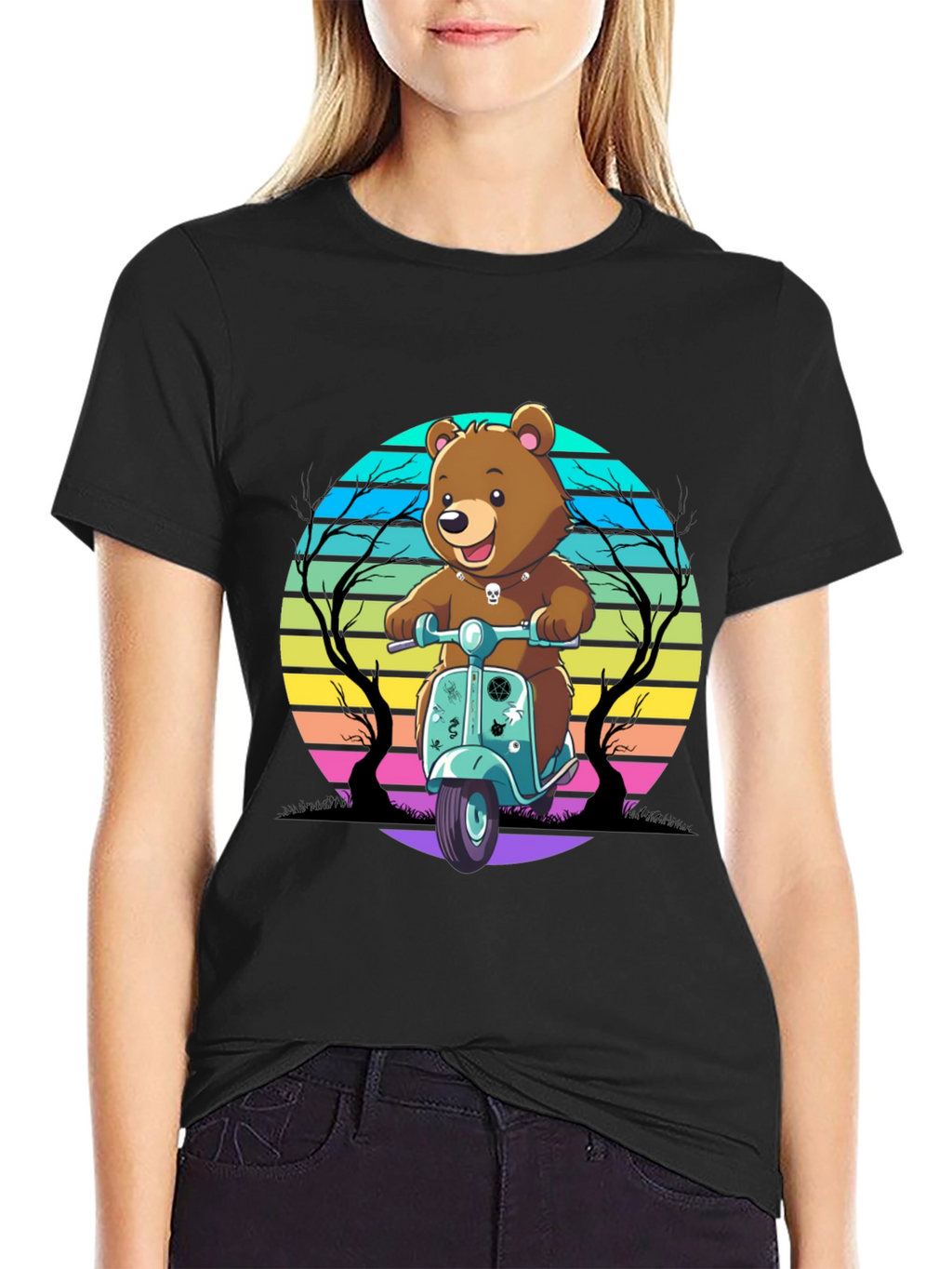 Bear on Scooter Graphic Tee