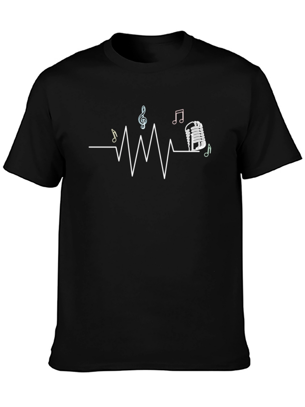Music Heartbeat Graphic Black T-Shirt
