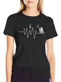 Music Heartbeat Graphic Black T-Shirt