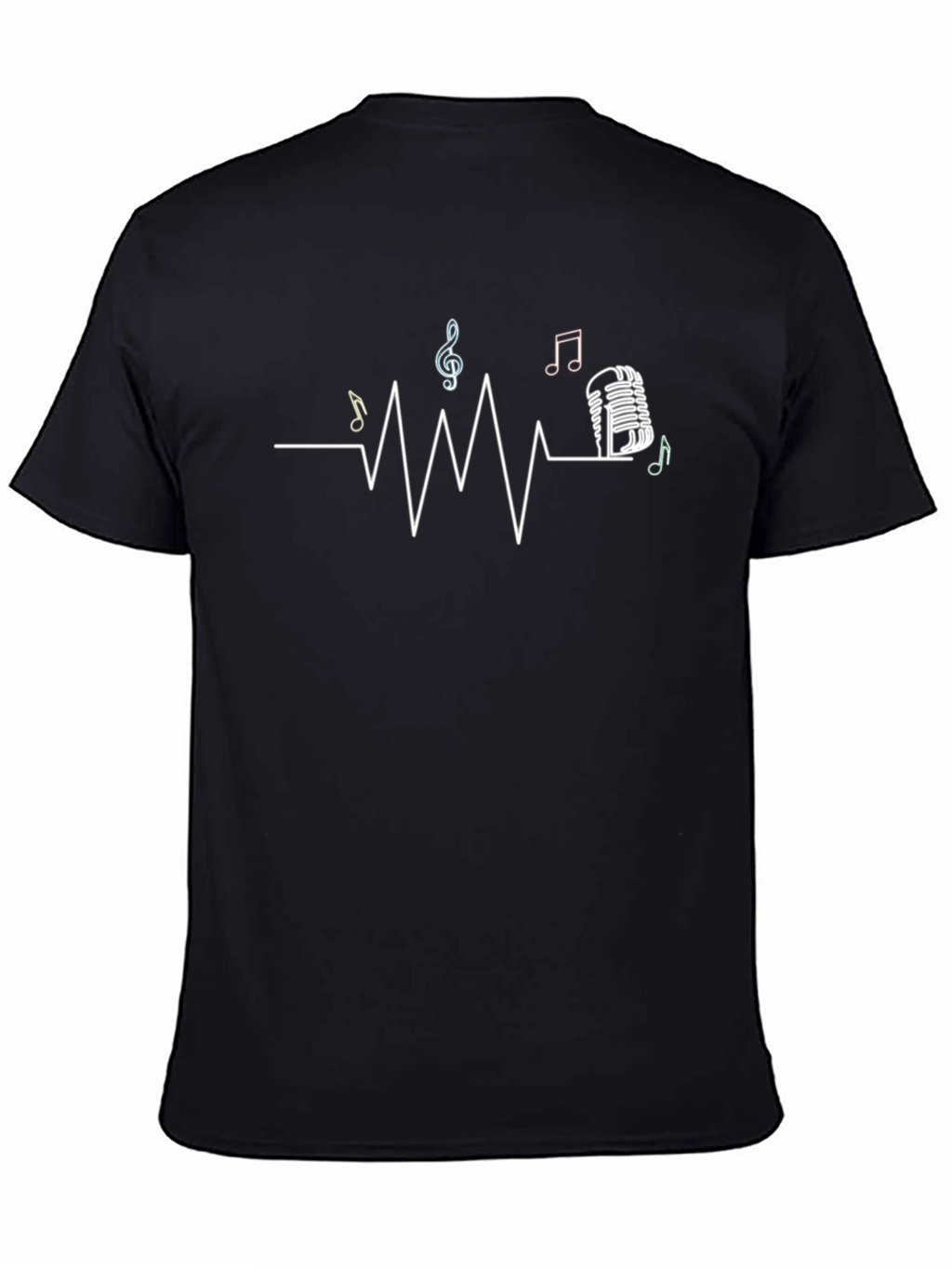 Music Heartbeat Graphic Black T-Shirt