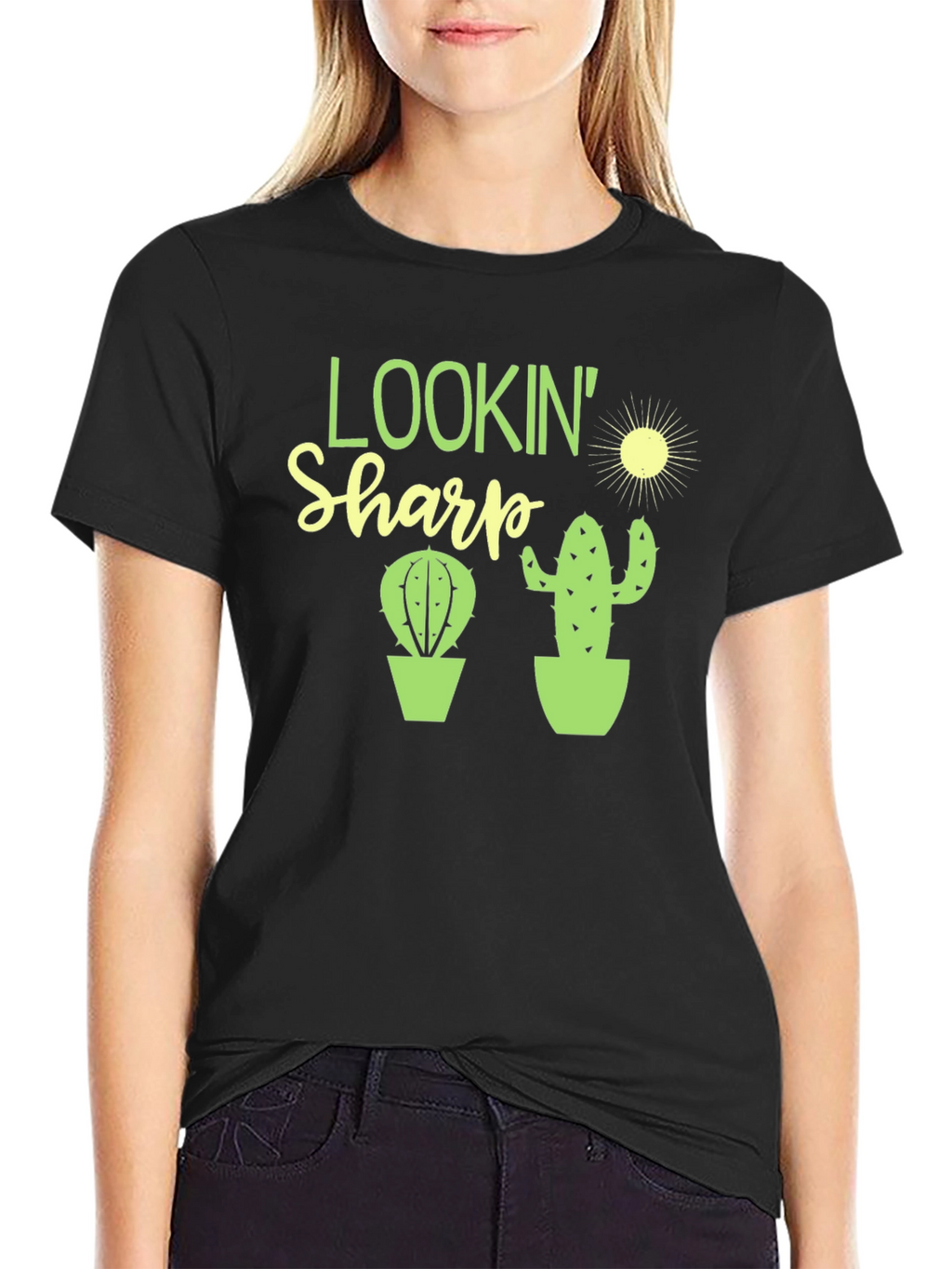 Lookin Sharp Cactus Graphic Tee - Black Cotton T-Shirt
