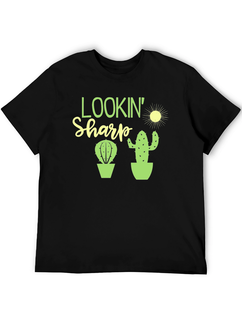 Lookin Sharp Cactus Graphic Tee - Black Cotton T-Shirt