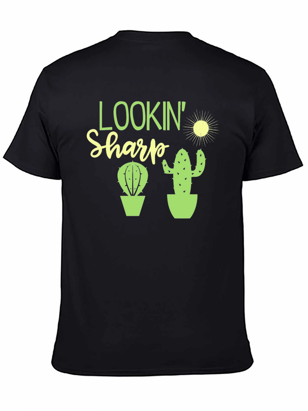 Lookin Sharp Cactus Graphic Tee - Black Cotton T-Shirt