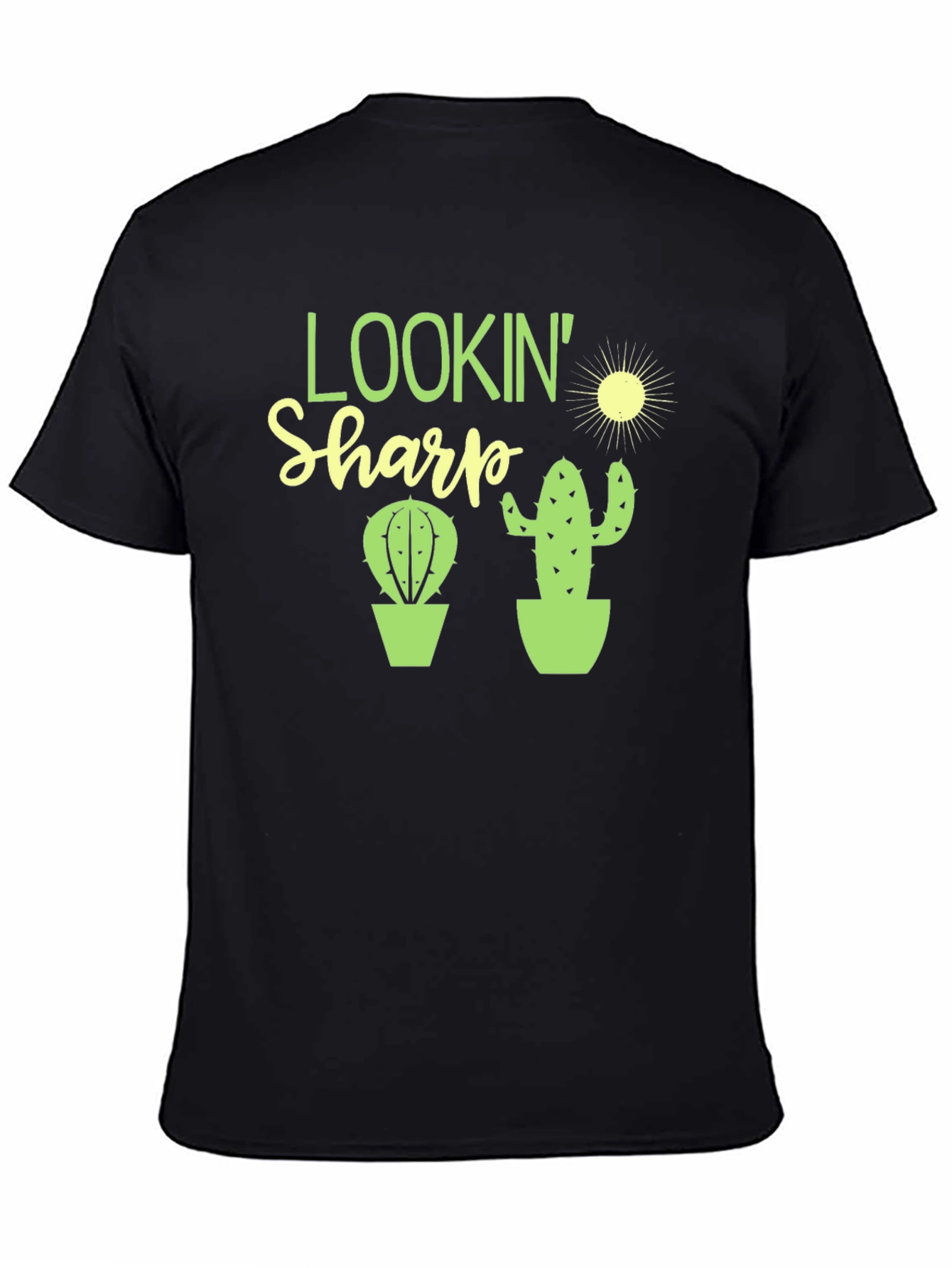 Lookin Sharp Cactus Graphic Tee - Black Cotton T-Shirt