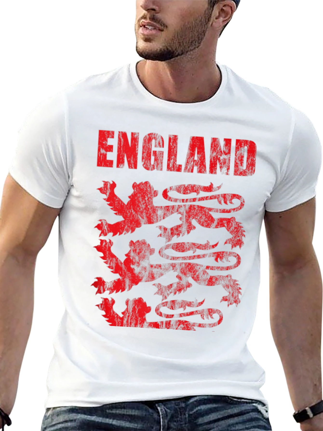 England Lions T-Shirt - Distressed Graphic Tee