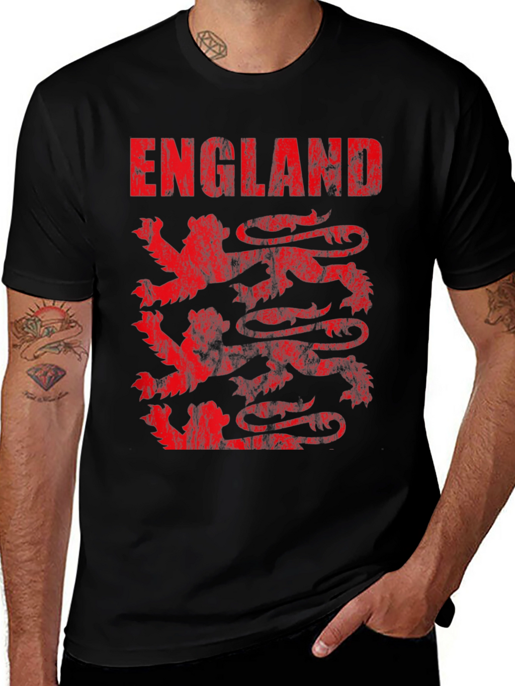 England Lions T-Shirt - Distressed Graphic Tee
